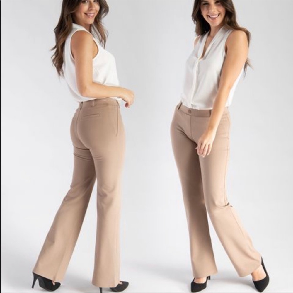Betabrand • khaki twill dress pants yoga pants sz MP